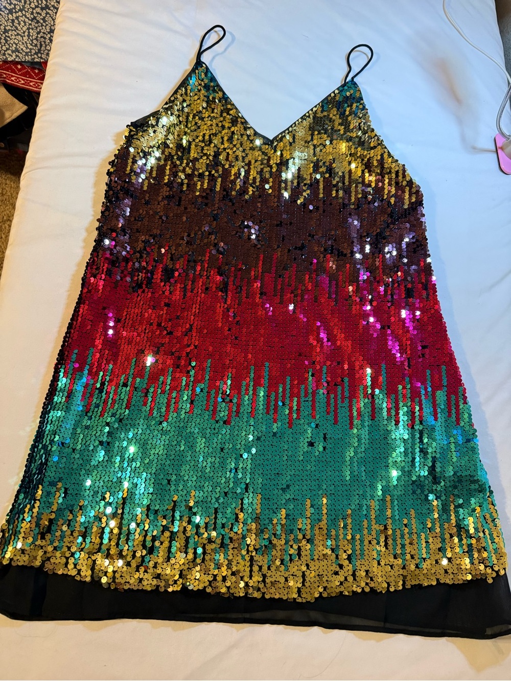 Sequin Ombre Mini Slip Dress — Multicolor